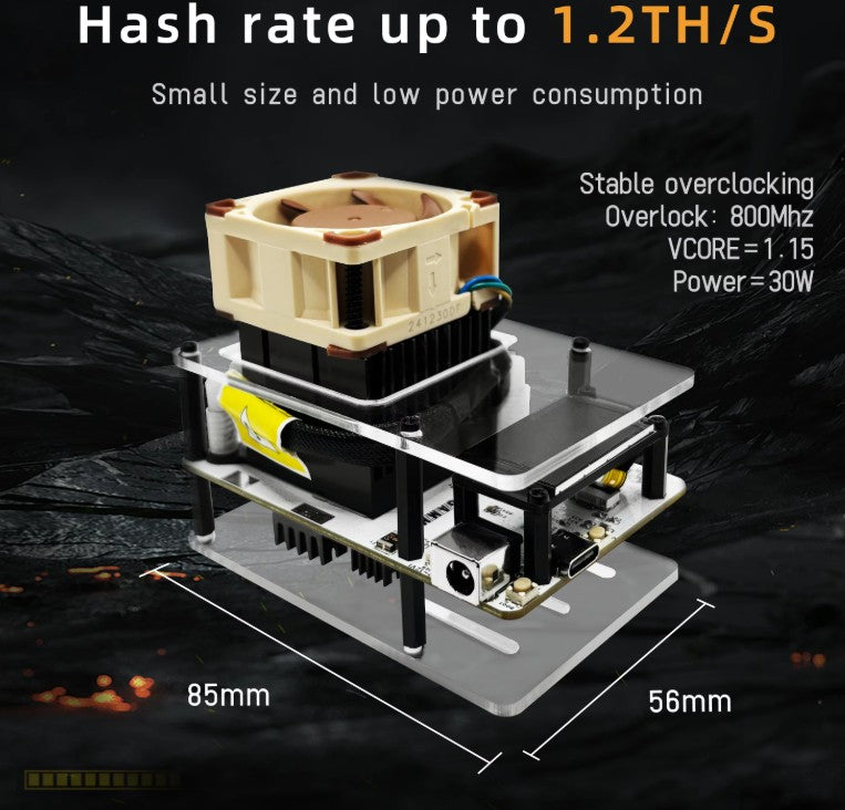 NMAxe Gamma optimized Bitaxe 601 NMMiner BM1370 ASIC 1.2TH (UK,SG Plug)
